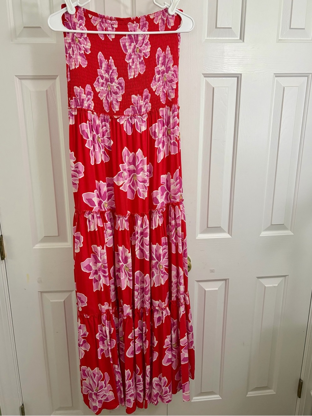 NWT New Anthropology Abel The Label Strapless Red  & Pink Floral Maxi Dress XL - Picture 7 of 16